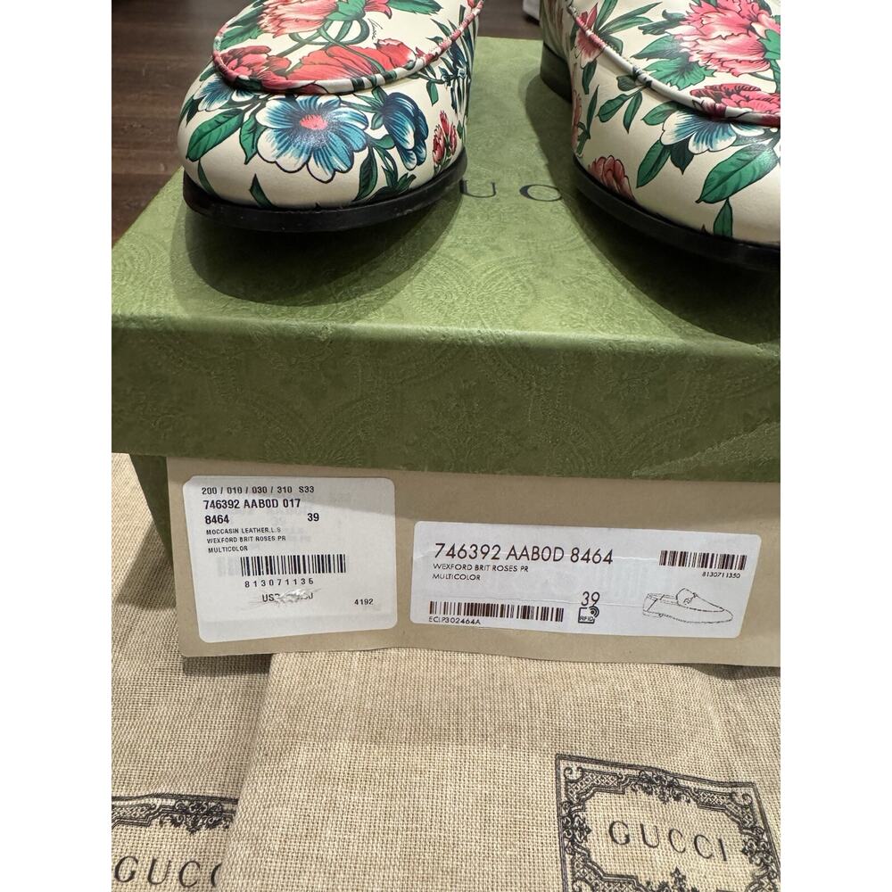 Gucci NWT Moccasin Leather Wexford Brit Roses Multicolor MSRP$1050 Size 39 - Picture 3 of 10